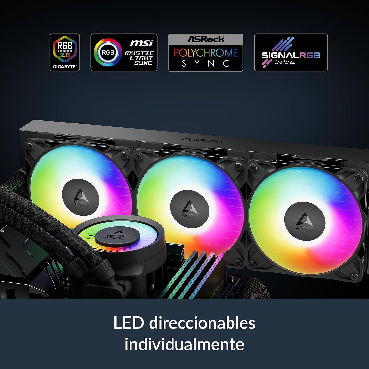 ARCTIC Liquid Freezer III Pro 360 A-RGB – Refrigeracion Liquida PC, AIO para CPU, 3×120 mm, Radiador 38 mm, Bomba PWM, Ventilador VRM, AMD AM5/AM4, Intel LGA1851/1700 Marco de Contacto – Negro 10