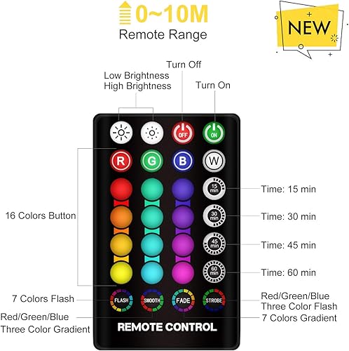 Miniatura 2 de LOGROTATE Control remoto universal de 16 colores para lámparas de luz lunar con función de ajuste de tiempo
