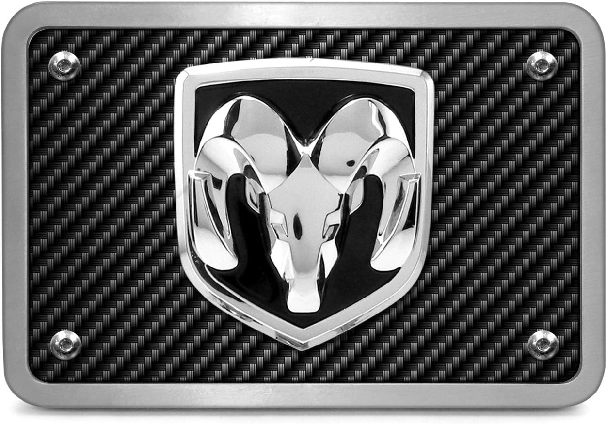 iPick Image for RAM 3D Logo Billet Aluminum 2x2 inch Tow Hitch Cover RAM1500 RAM2500 (Carbon Fiber)