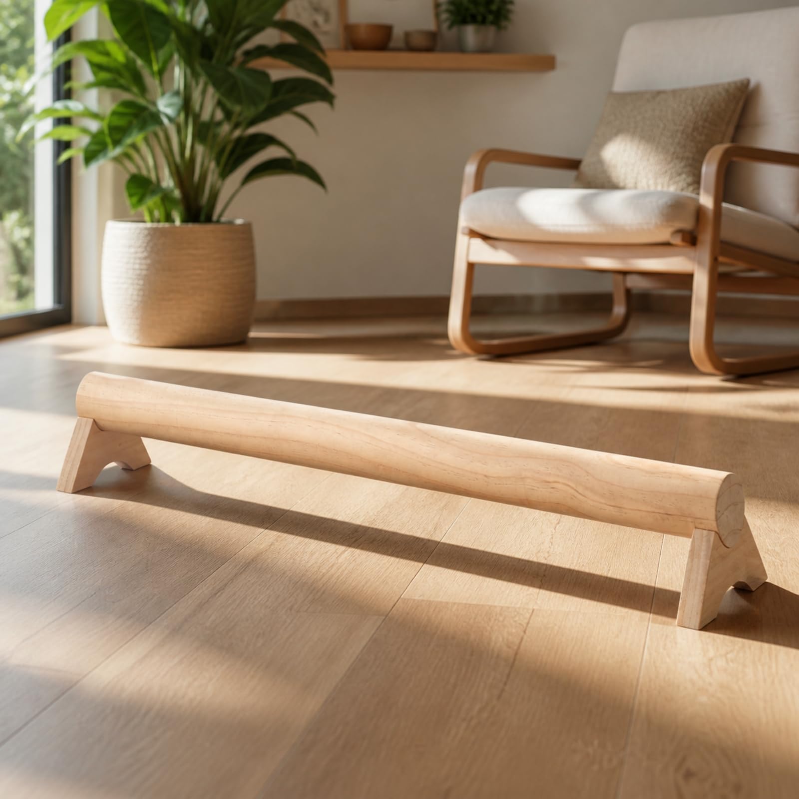 Gralara Trave di Equilibrio in Legno Antiscivolo Trave di Equilibrio Robusta Attrezzo per Ginnasti, Casa