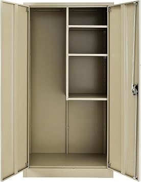 Global Industrial Janitorial Cabinet with Locking Recessed Handle, 4