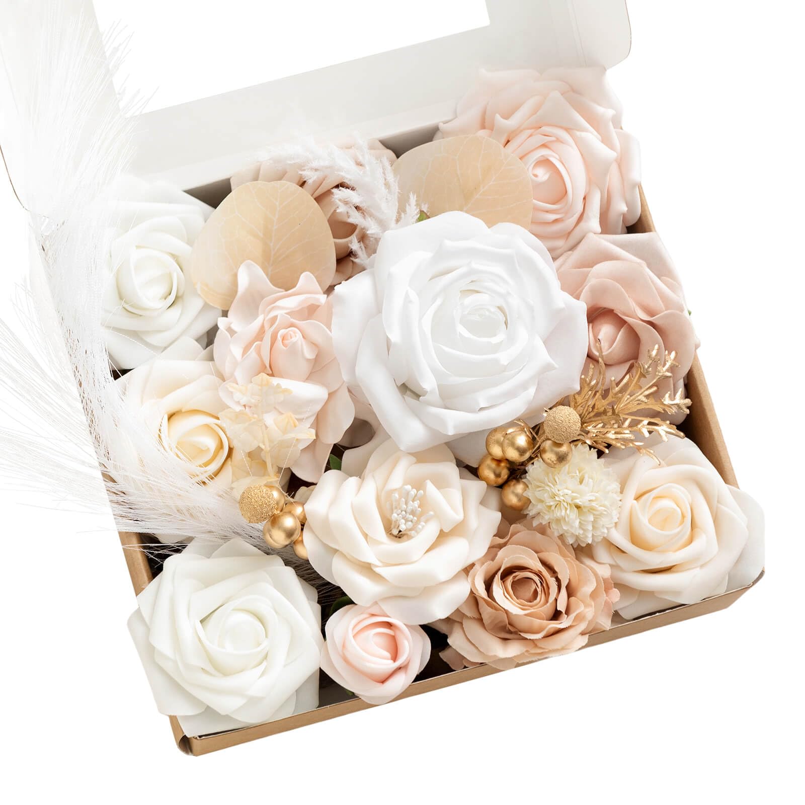 Amazon.com: Ling's moment White & Beige Artificial Flowers and