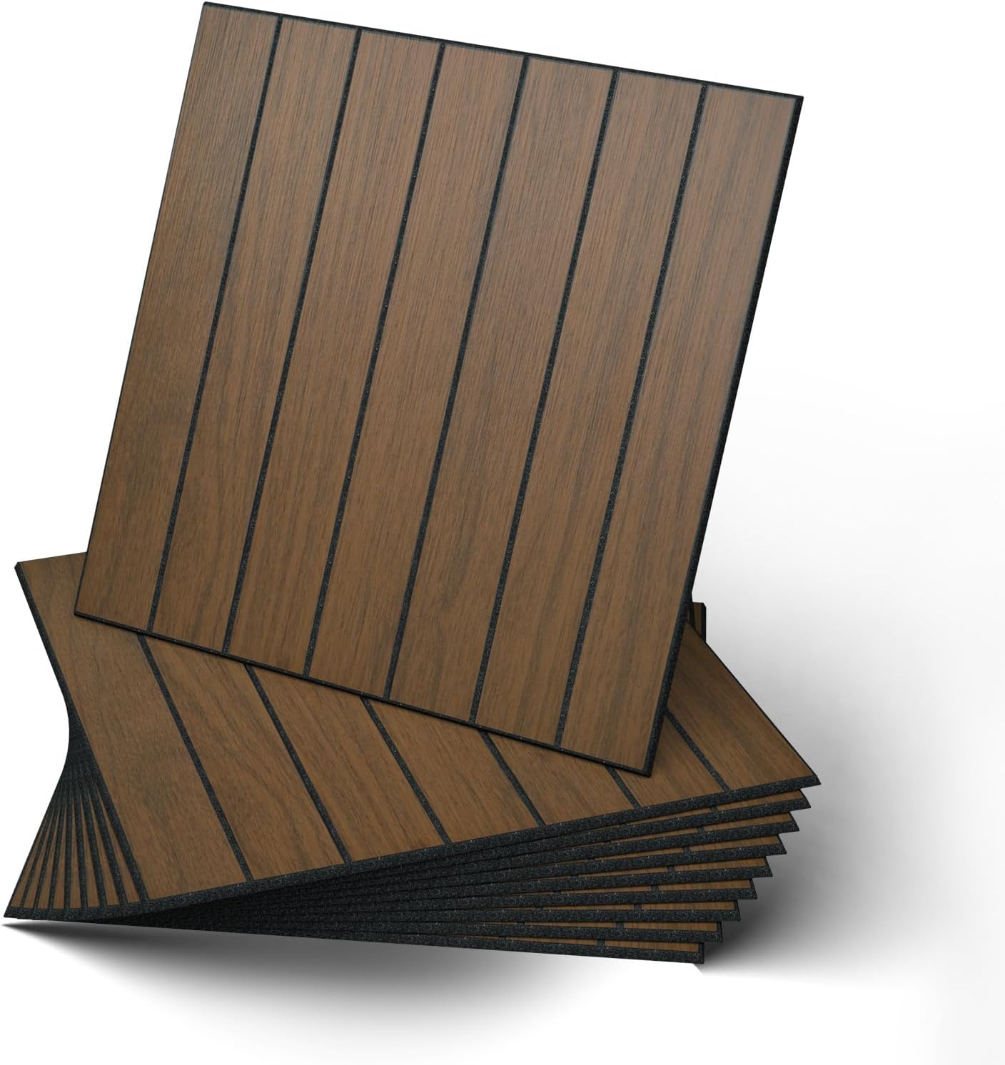 WADILE Peel and Stick Wood Slat Wall Panels 12"x12" (30×30cm) Decorative PVC Soundproof Self-Adhesive for Living Room Bedroom Accent Wall – 30 Pack