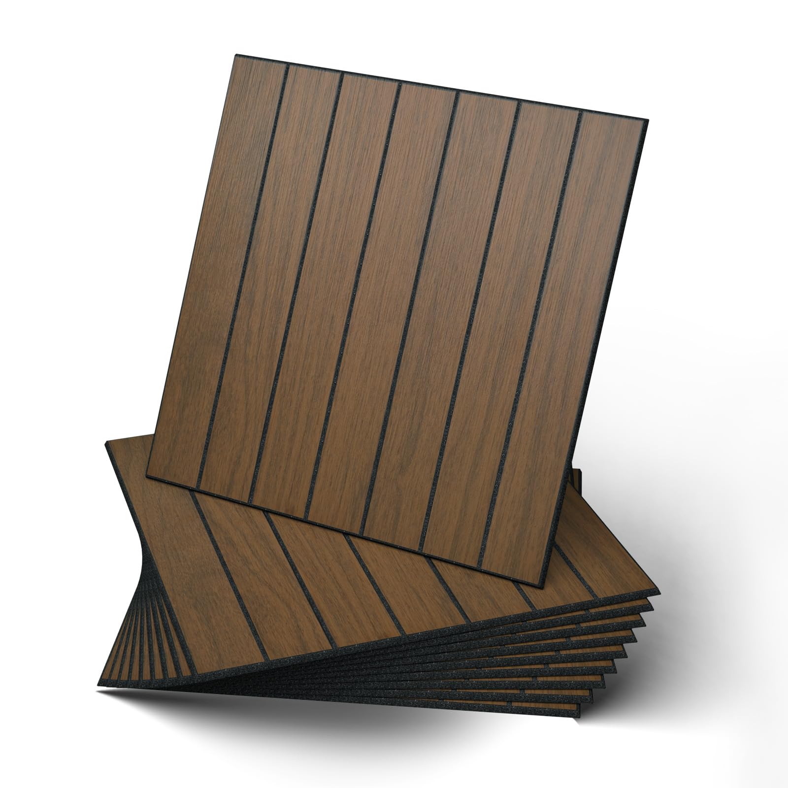 Panneaux muraux bois autocollants 30x30cm PVC décoratifs et insonorisés