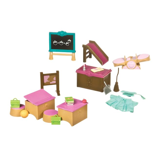 Li’l Woodzeez - Aula y Patio de recreo con Accesorios en Miniatura