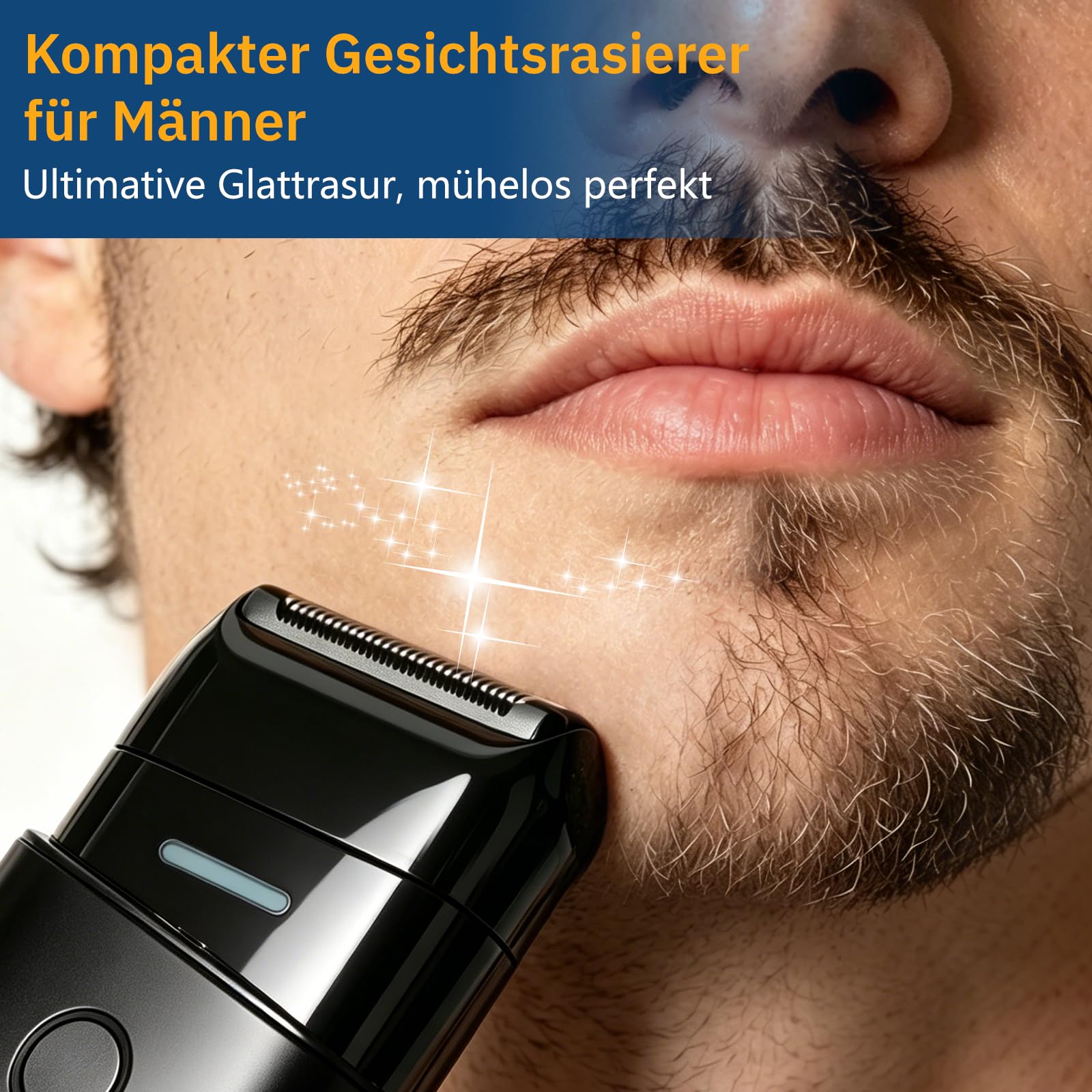 Rasoio elettrico da uomo, portatile, con doppia lama galleggiante e lampada UV, rifinitore ricaricabile USB-C per uomini
