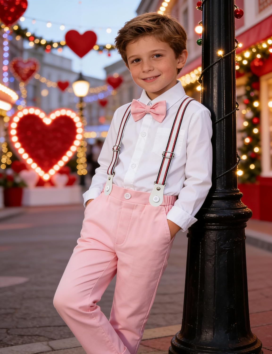 A&J DESIGN Toddler Boys Formal Clothes with Suspender Baby Wedding Outfit Kids Dress Suit Set - Image 4