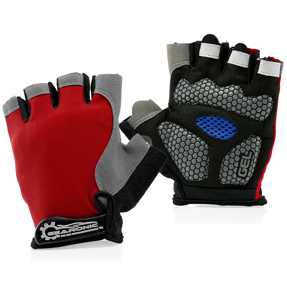 GEARONIC Mens Cycling Gloves Fingerless Mountain Bike Gloves for Men Breathable MTB bicycle gloves Gel Padded Road biking