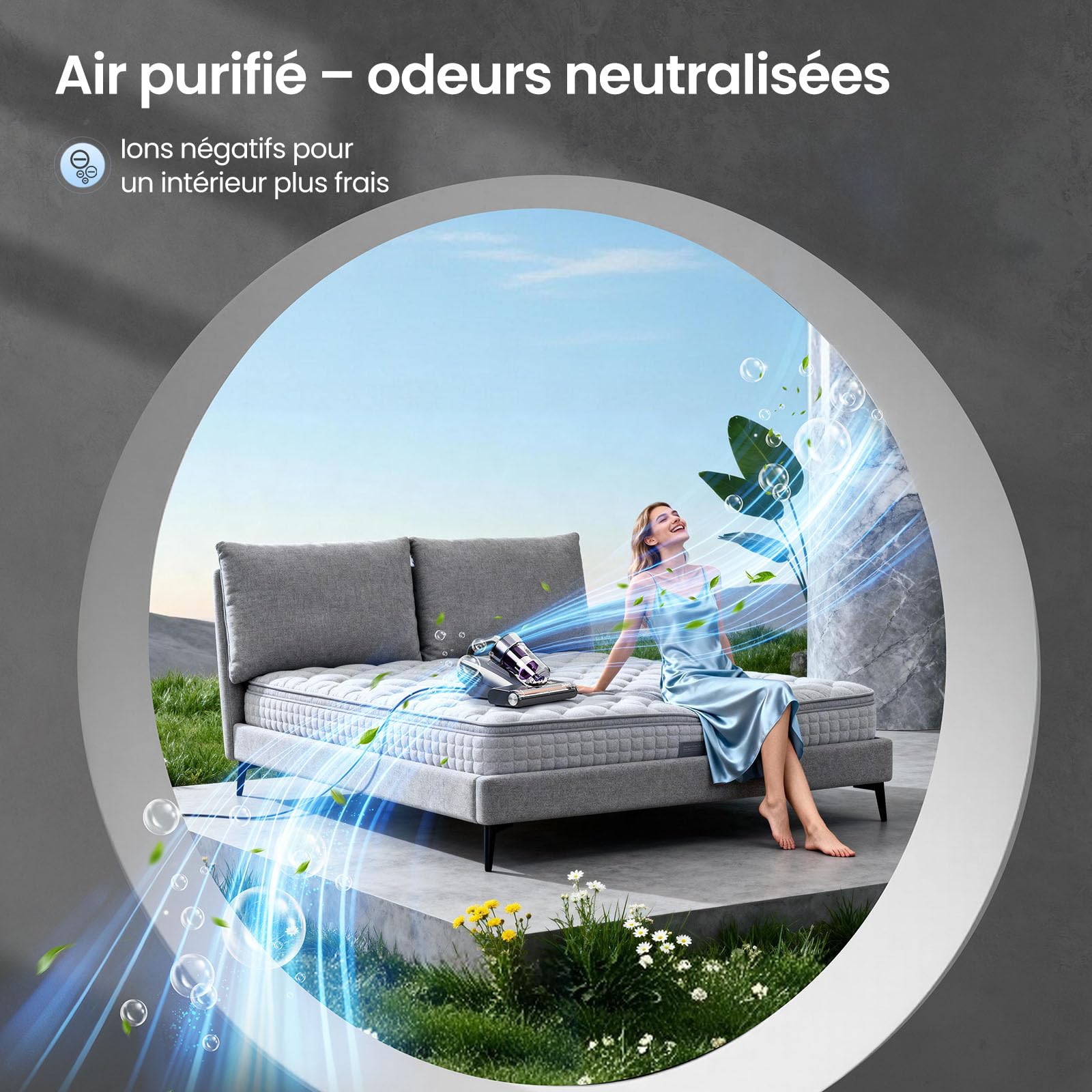 Jimmy BX8 Aspirateur à Main pour Matelas 15kPa Aspirateur Anti-Acariens avec Lampe UV-C, Chauffage à 65°C, Capteur d'acariens, écran LED, Fonction ions Négatifs, pour Matelas, lit, Canapé (Violet)
