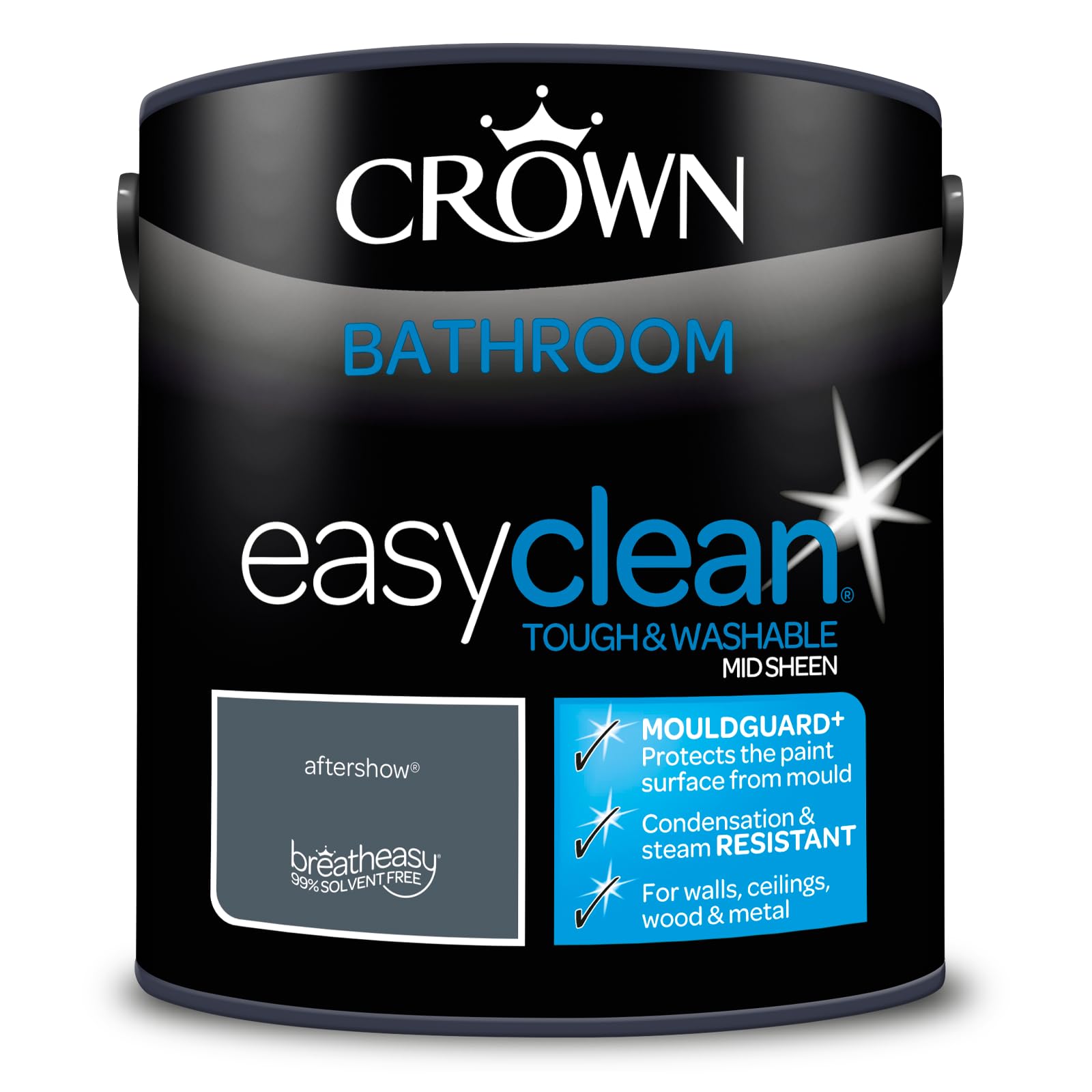 Crown Easyclean Bathroom Mid Sheen Paint 2.5L Aftershow