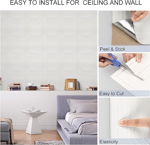 Miniatura 9 de Azulejos de techo, paquete de 16, cubiertas de 21 pies cuadrados, azulejos de techo de espuma adhesivos, azulejos de techo para despegar y pegar,