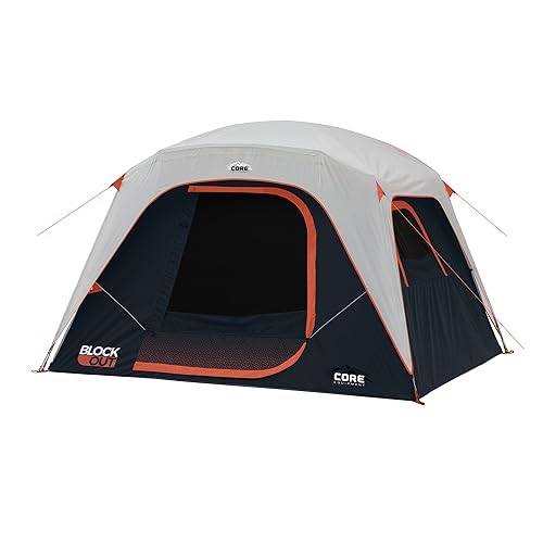 CORE Blackout 6 Person & 9 Person Dome Tent | Best Car Camping Outdoor Family Camp Tent | Included Storage Pockets for Camping Accessories | Portable Tent for Camping with Carry Bag