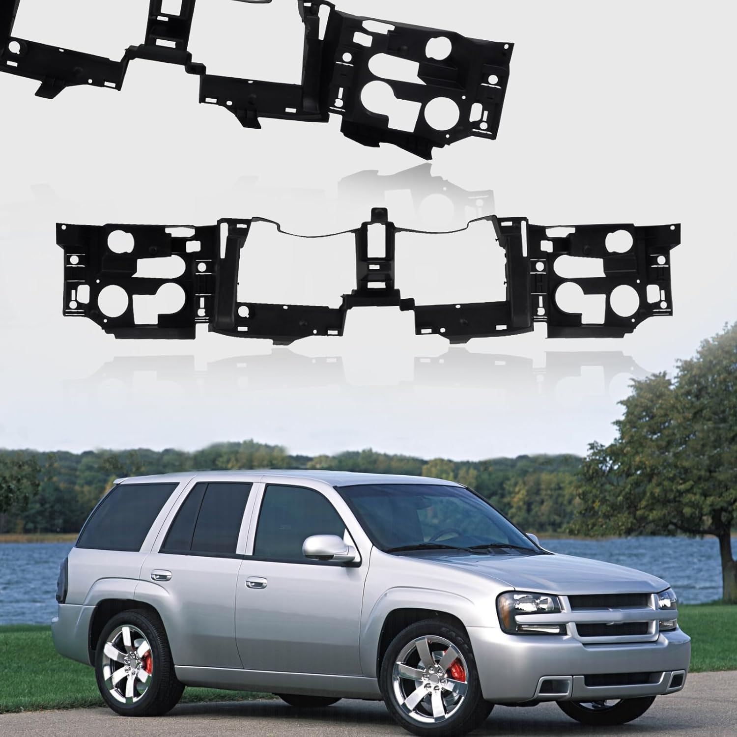 Front Headlamp Headlight Mounting Panel Header Panel Compatible With Chevrolet Trailblazer 2002-2009 & Trailblazer EXT 2002-2006