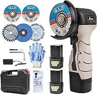 ZFULVO Cordless Angle Grinder Kit 19500RPM Mini Grinder w/ 2x 16.8V 2000mAh Batteries & 6 Cutting Discs for Metal Wood
