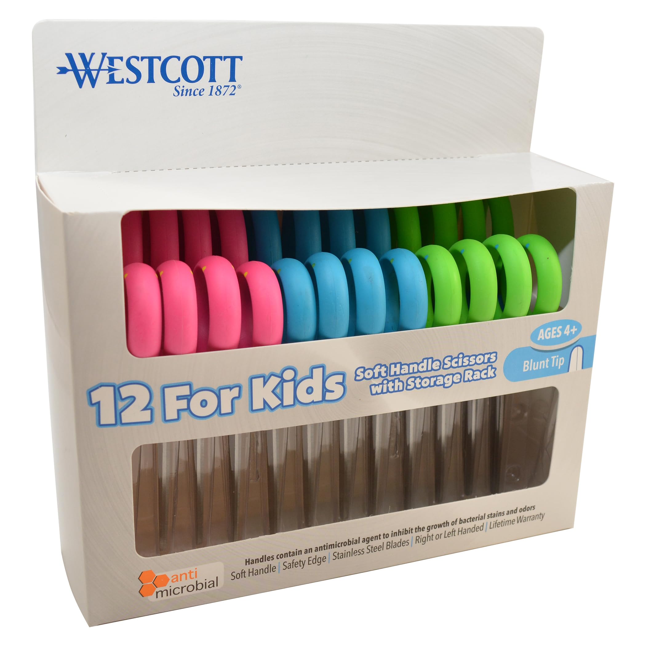 Westcott 14873 5" School Pack Of Kids Scissors With Protection, Blunt, Assorted Colors, Multicolor
