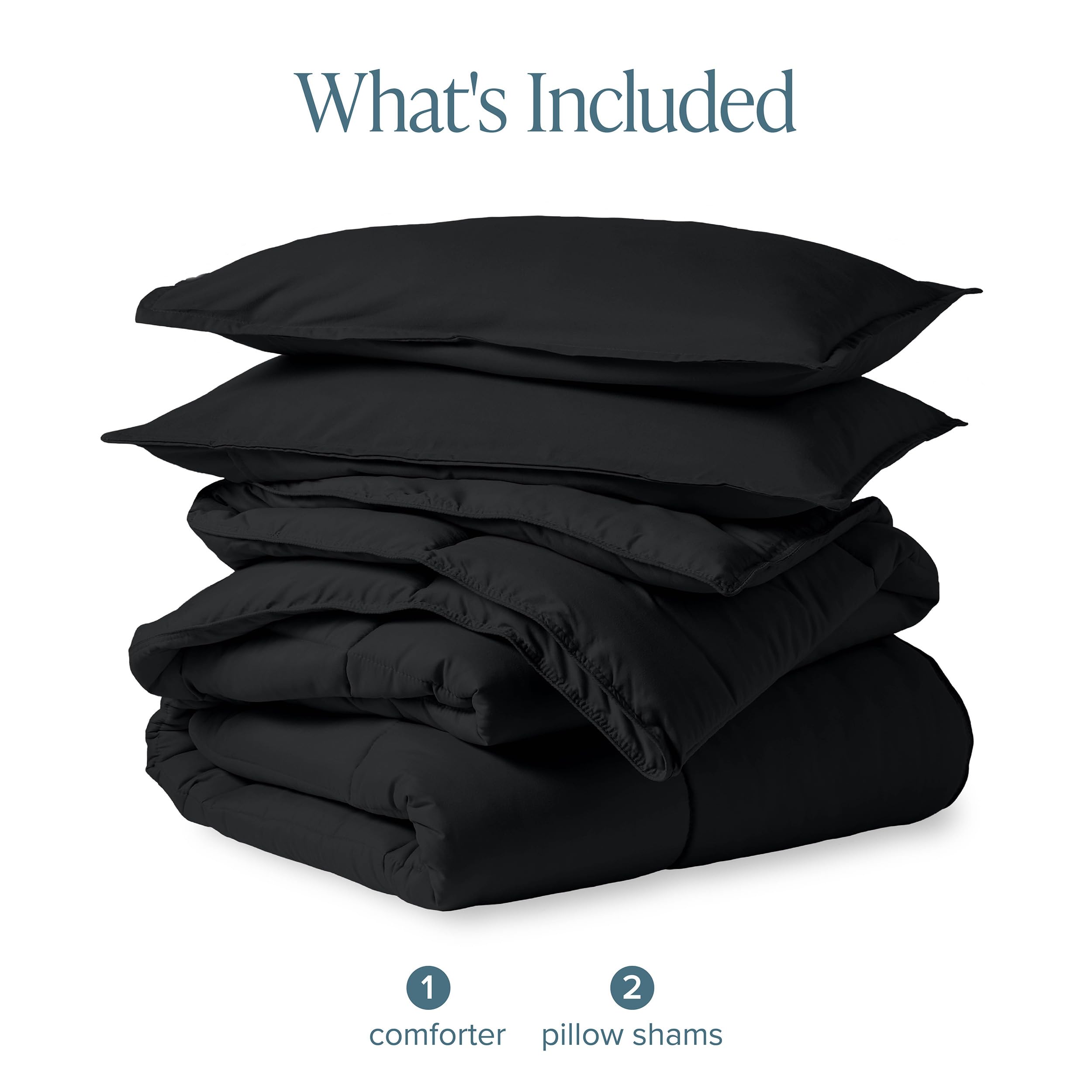 Bare Home Comforter Set - Full Size - Ultra-Soft - Goose Down Alternative - Premium 1800 Series - All Season Warmth (Full, Black)