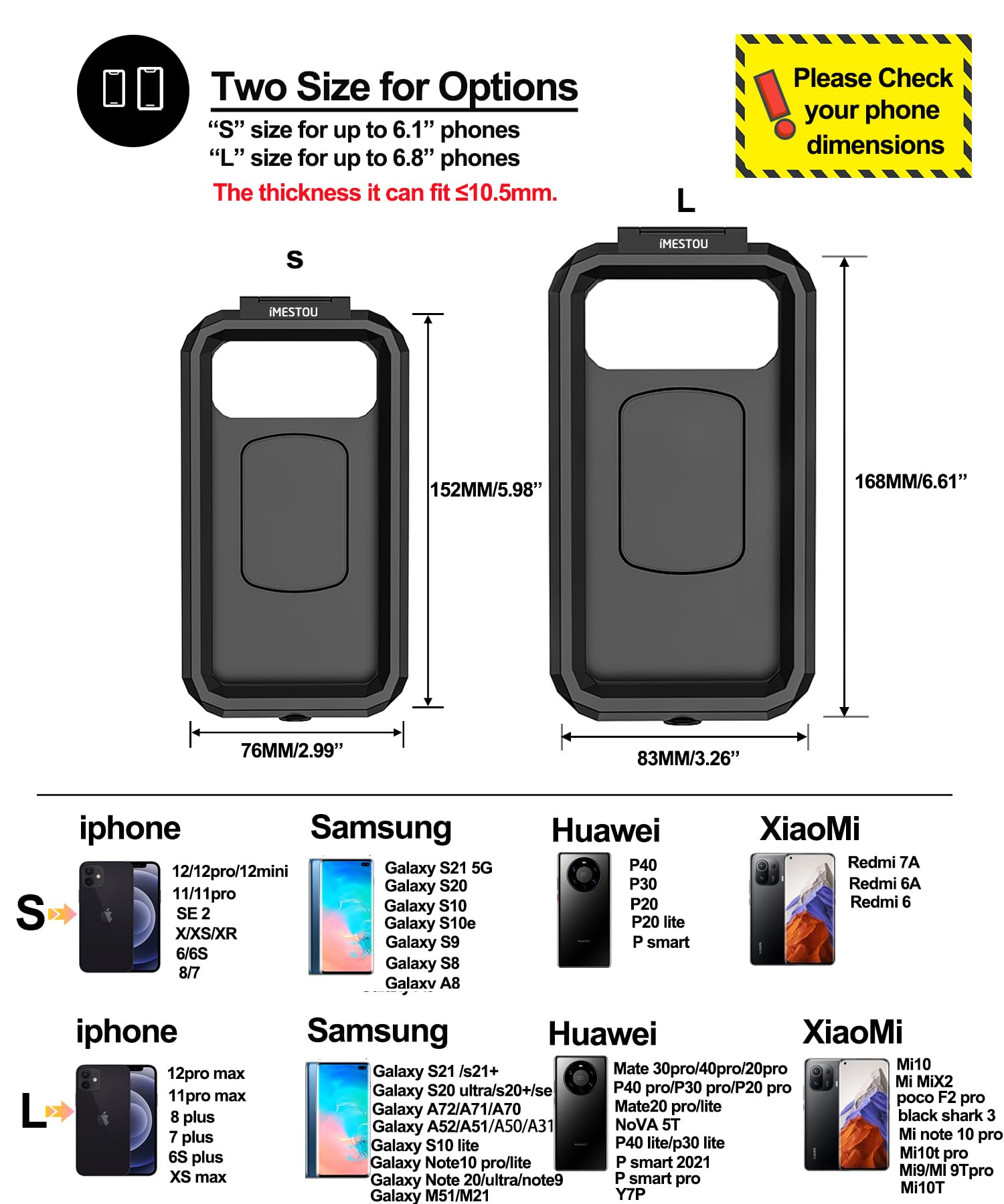 iMESTOU Impermeabile Supporto per Telefono da Moto Wireless/USB C Caricabatteria Manubrio Supporto Cellulare per 4,7-6,1 Pollici Lavoro Tramite Cablaggio a 12/24 V Moto o Collegamento a Prese USB A