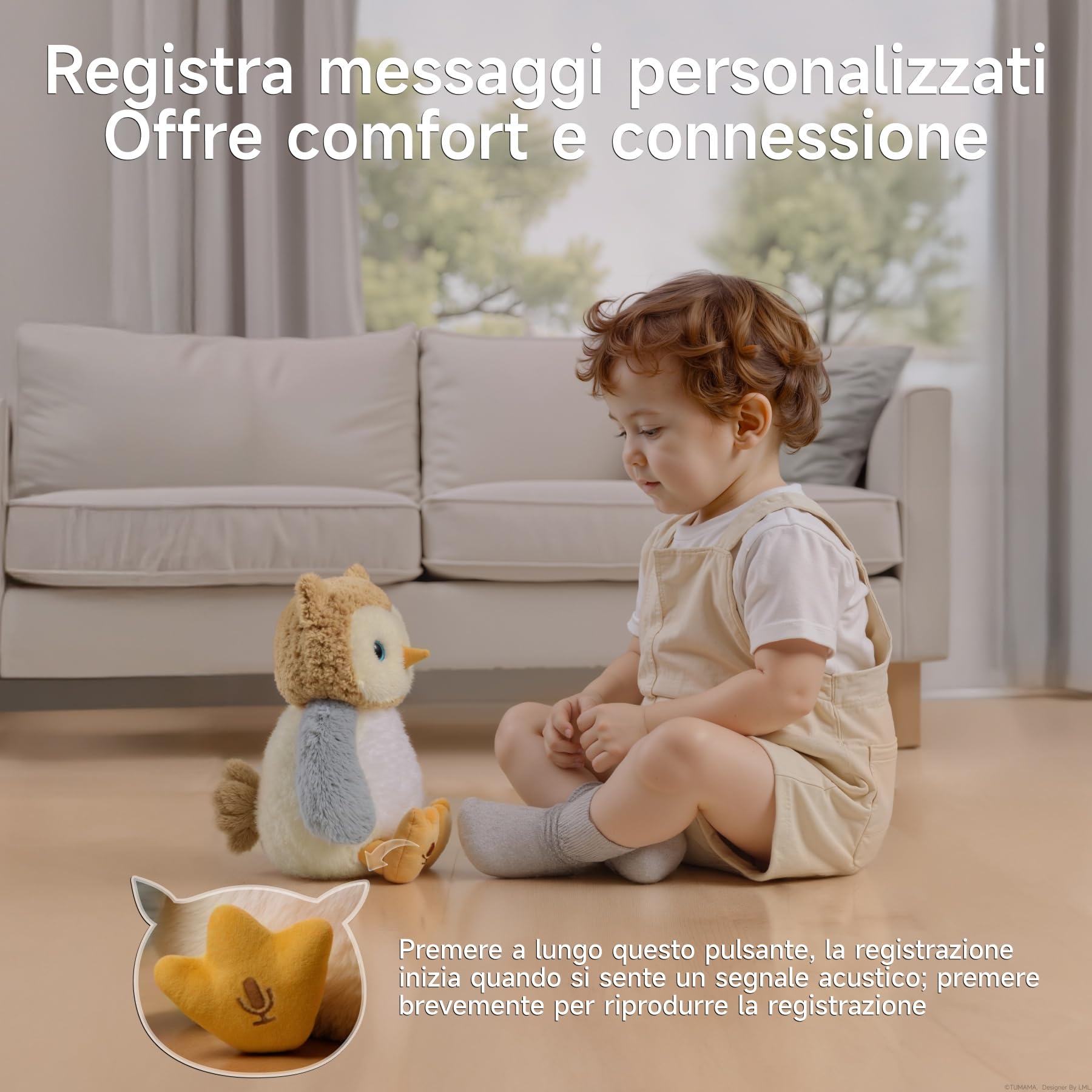 Peluche Gufo Interattivo, Gufo Peluche che Canta, Ripete, Giocattolo Educativo Elettronico, Regalo per Bambini e Neonati