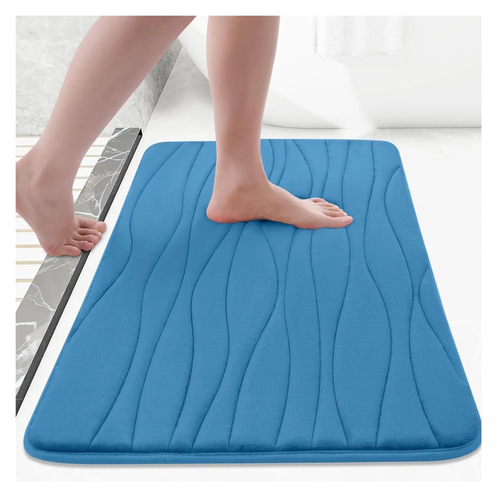 Tappeto da Bagno Morbido Assorbente in Memory Foam, Spesso, in Velluto Corallo, Antiscivolo, for Il Bagno(Gray,50x80cm)