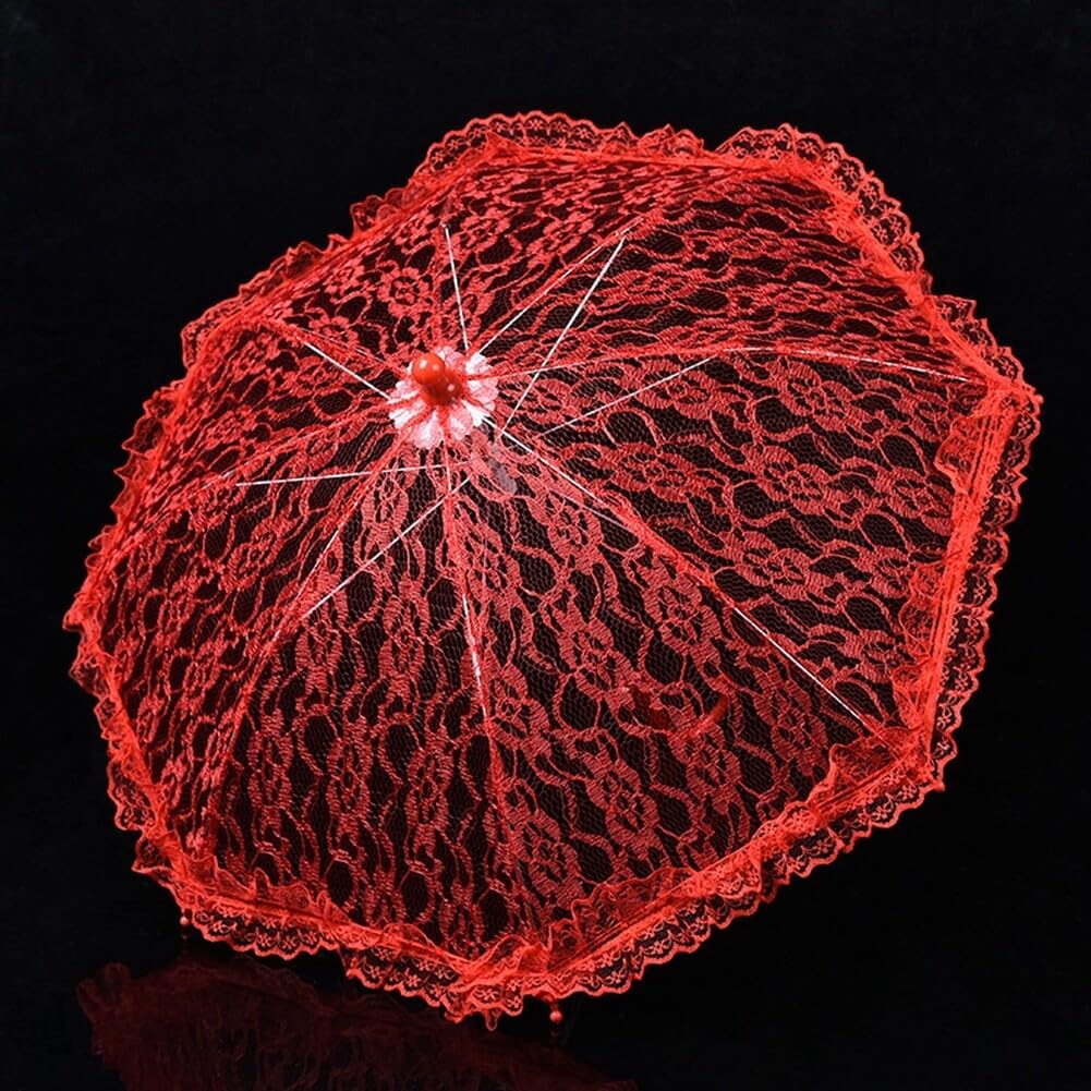 Katutude Parapluie De Broderie De Dentelle, Vintage Dentelle Parapluie Parasol À La Main Fleur Broderie Ombrelle Mariage Mariée Parasols En Dentelle De Fleurs Parapluie De Mariage En Dentelle