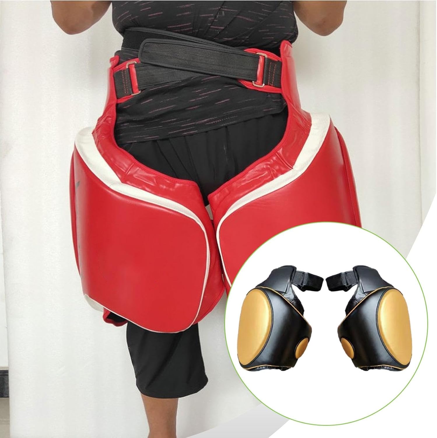 ムエタイ太ももパッド1組、脚プロテクター、ターゲットパッド、EVAフォーム、厚いパッド、人間工学に基づいたデザイン、テコンドー、ボク
