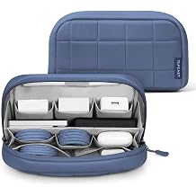 TOPEAST Quilted Cable Organizer Bag,Soft Tech Pouch Travel Electronics Case