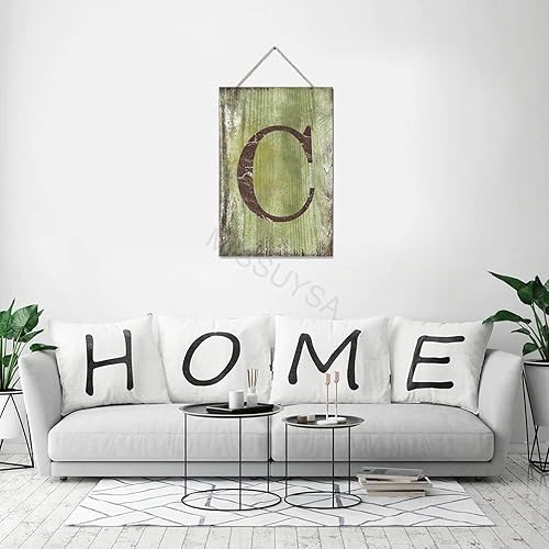 Vista 453 de Letrero colgante de madera con letra J, letrero de madera para decoración del hogar, 26 letras del alfabeto de metal, placa de madera, decoración