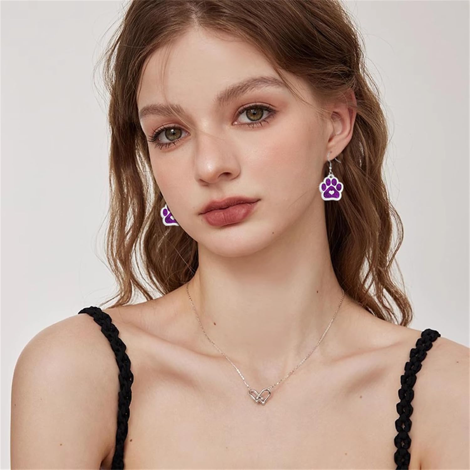 Cat Dog Paw Print Earrings for Women Stainless Steel Fashion Heart Footprint Earring Cute Dog Cat Animal Paw Print Earrings - Image 4