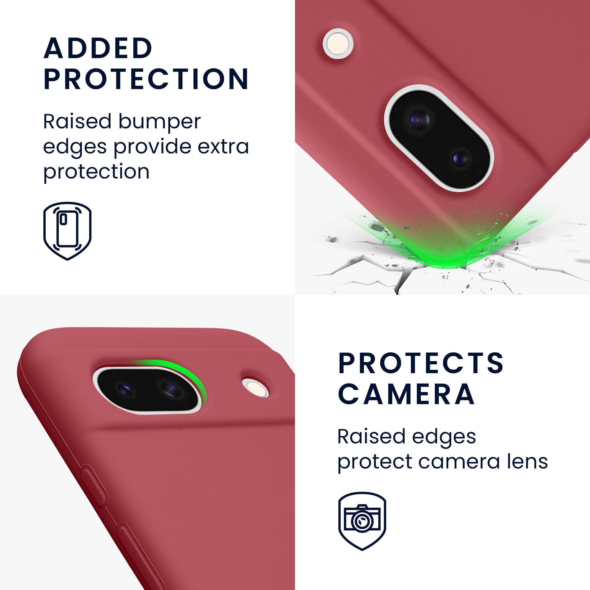 kwmobile Case Compatible with Google Pixel 8a Case - TPU Silicone Phone Cover with Soft Finish - Dark Rose - Image 3