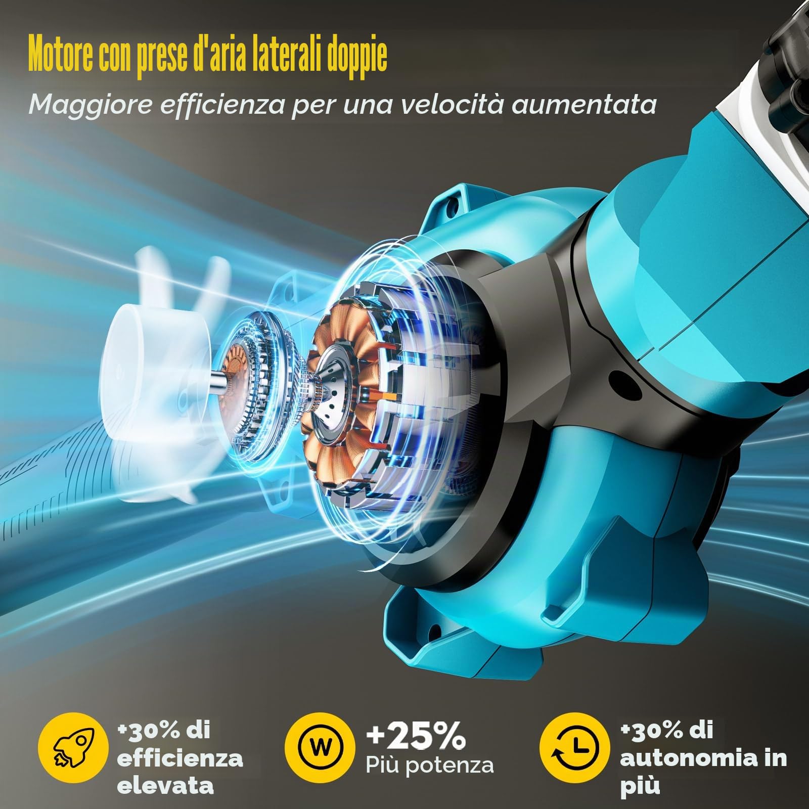 21V Soffiatore a Batteria Elettrico con 4 Ugelli, Soffiatore Foglie a Batteria Elettrico Compatto a 3 Velocità con 2 Batterie da 3Ah e Caricatore, Corpo Macchina Regolabile con Rotazione di 270°