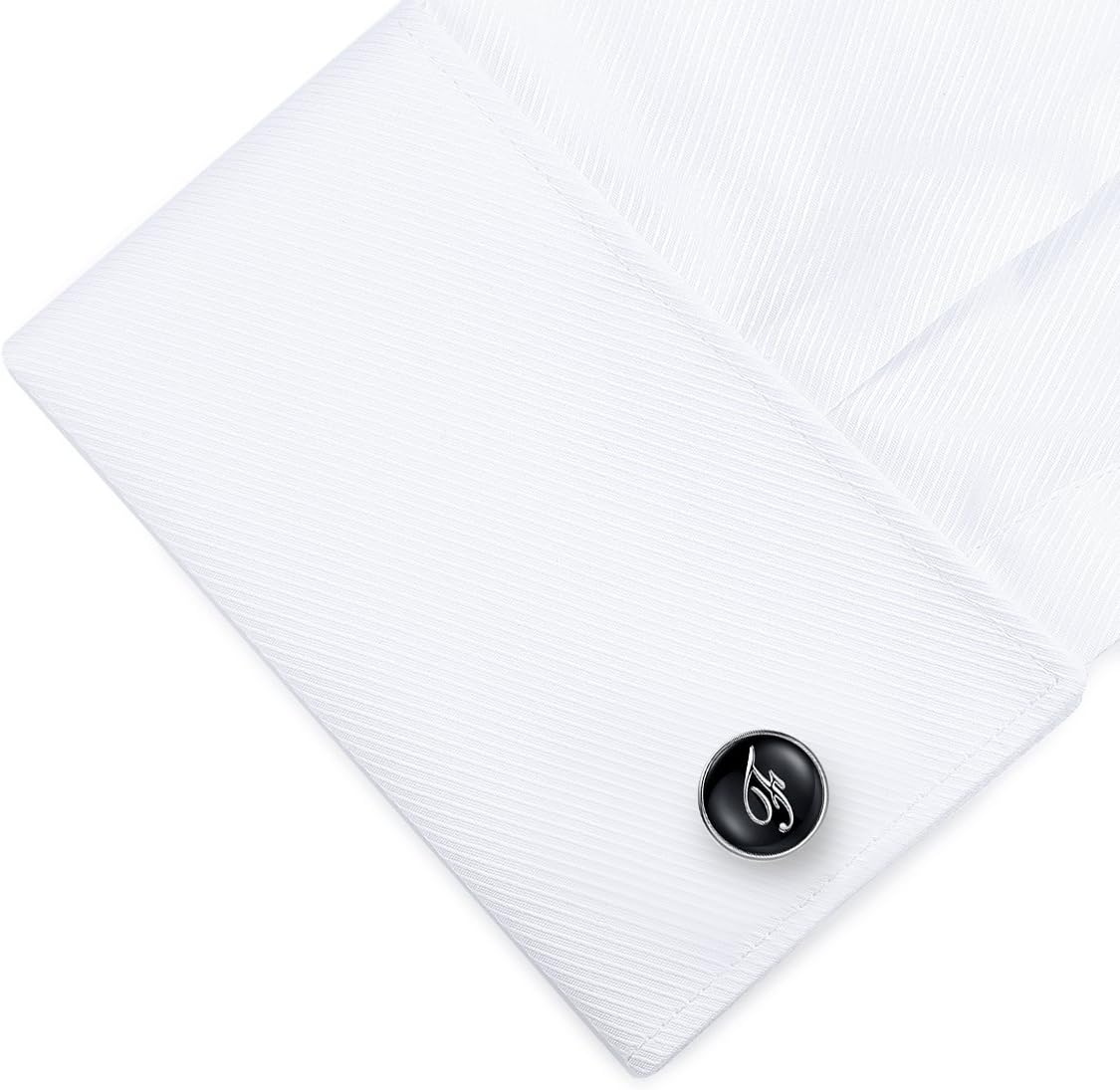 HONEY BEAR Initial Alphabet Letter Cufflinks Round for Mens Wedding Gift