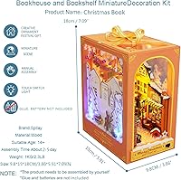 Vista 4 de Spilay Kit de bricolaje para libros para casa de muñecas, estantería para libros, decoración de pasillo, kit de creación de modelos de sujetalibros