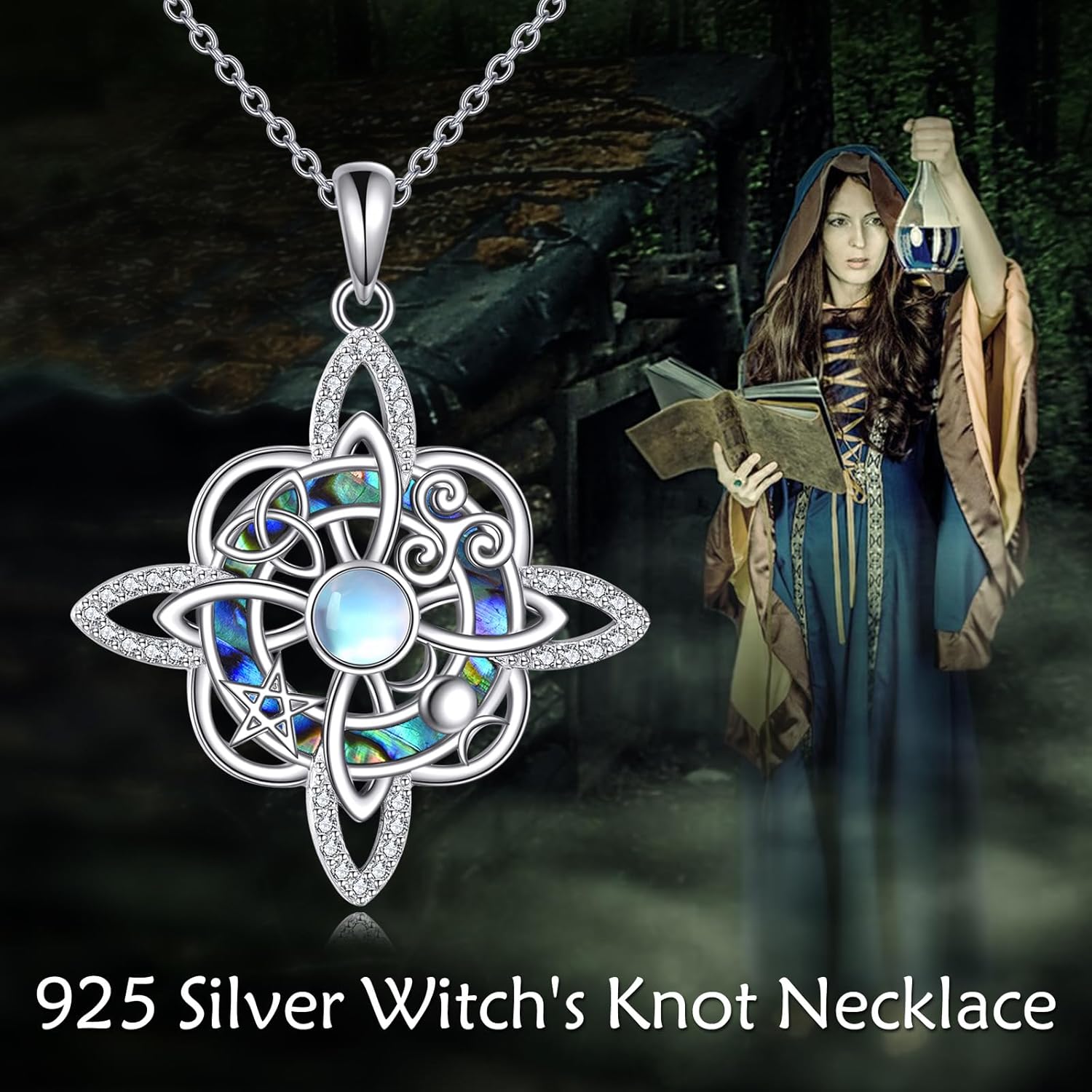 Witches Knot Necklace 925 Sterling Silver Celtic Knot Pendant Irish Jewelry Gift for Women Men - Image 6