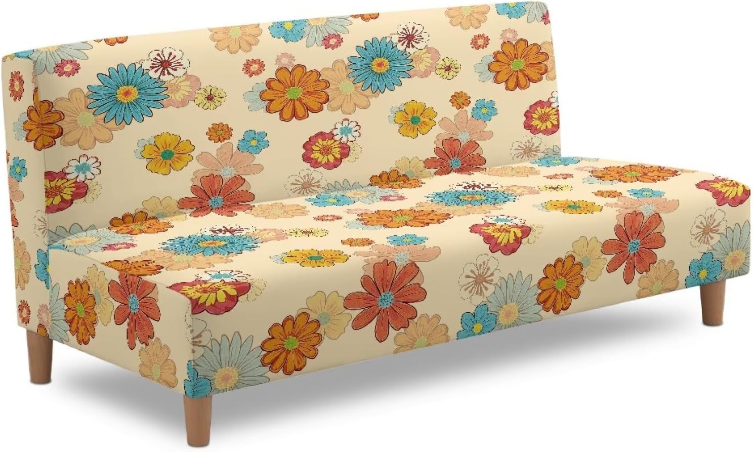 Soft Futon Mattress Covers, Retro 70s Groovy Daisy Floral Print
