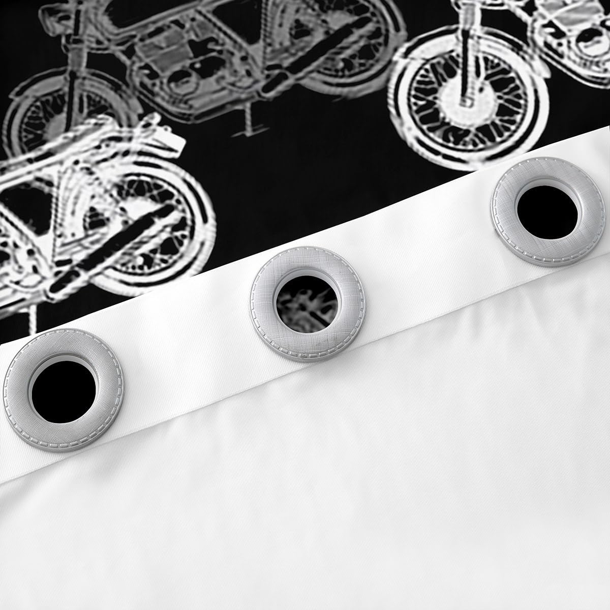 Dirt Bike Curtain for Bedroom,80s Vintage Motorcycle Hand Draw Blackout Curtains for Girls Teens,Black White Cool Motorcross Decor Microfiber Window Treatment, 42Wx84L inch