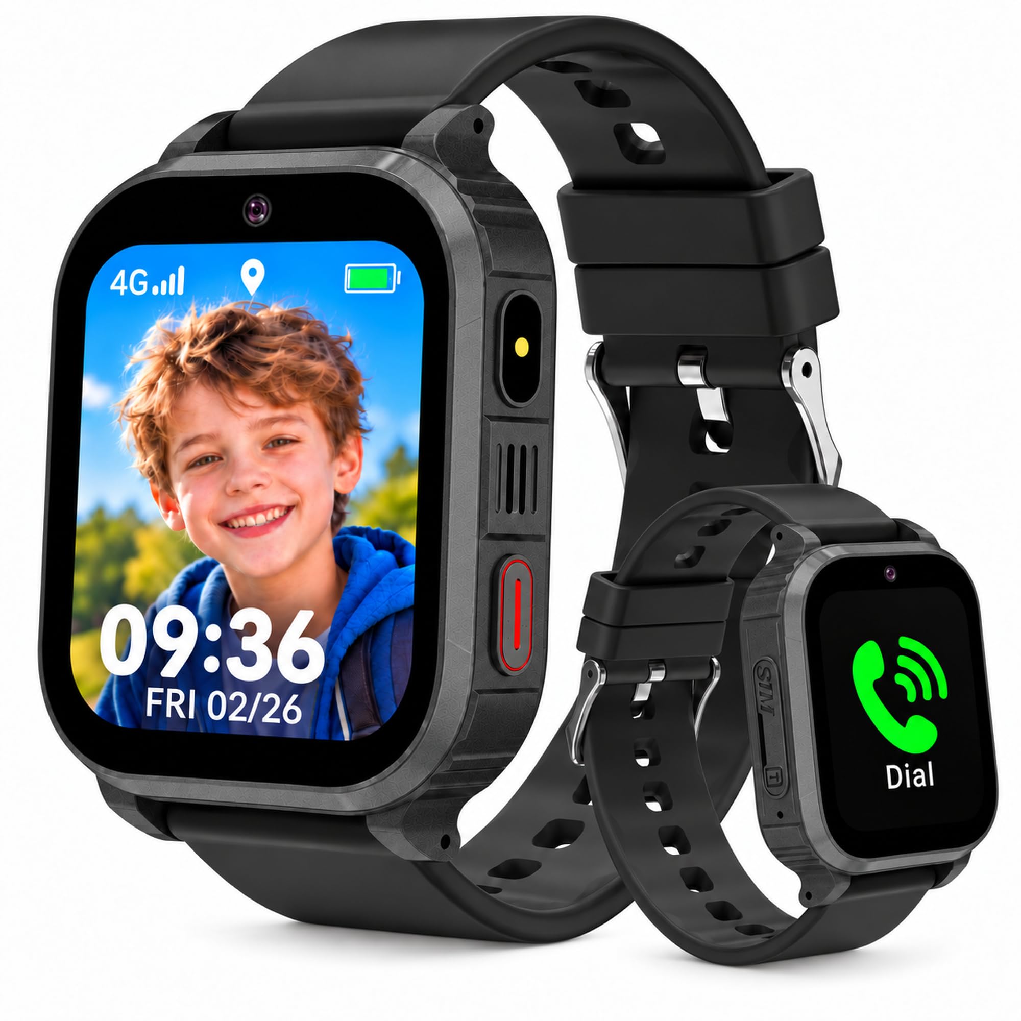 4G Smartwatch Kinder, IP68 Kinder Smartwatch mit GPS und Telefon, HD Videoanruf, SOS-Anruf, Schulmodus, Spiel, Wecker, SIM, Handy, Smart watch Wasserdicht Kinderuhr Geschenke für Mädchen Jungen, Black