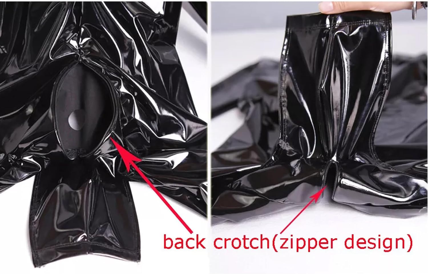 Men's Shiny Long Sleeve Back Zipper Handmade Bodysuit Full Body Leotard and Wetlook PVC Leather Catsuit