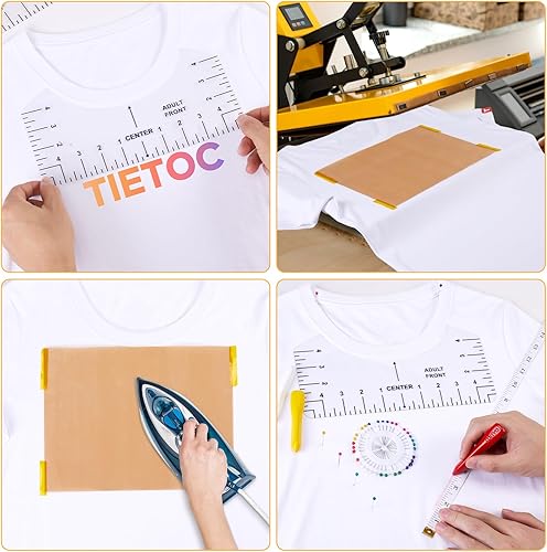 Miniatura 12 de 12 piezas de guía de regla de camisetas para alineación de vinilo, accesorios de medición de camisetas, herramientas para prensa de calor Cricut