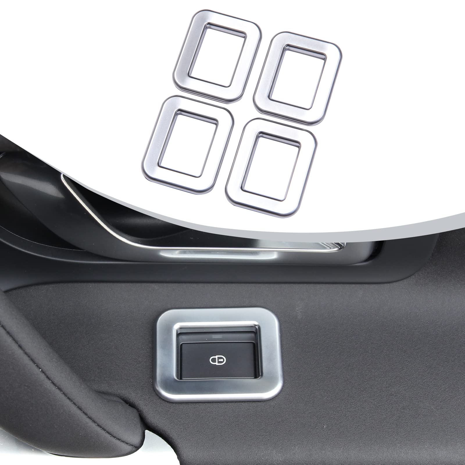 DIYUCAR 4 x For Discovery Sport 2015-2018 Car ABS Matte Silver Children Lock Frame Trim Accessories