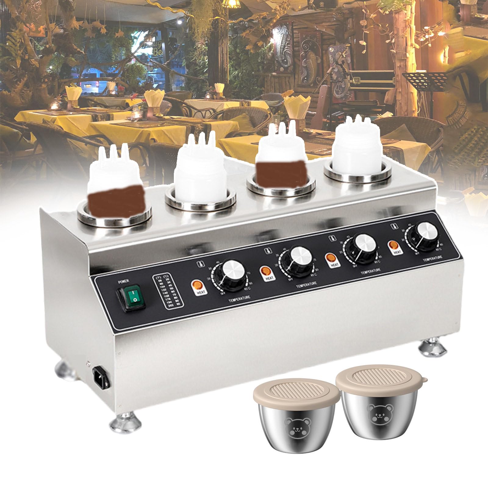 AYCDL Commercial Sauce Warmers Dispenser 86-185℉/30-85℃ Adjustable Jam Preservation Machine for Home Use, Canteens