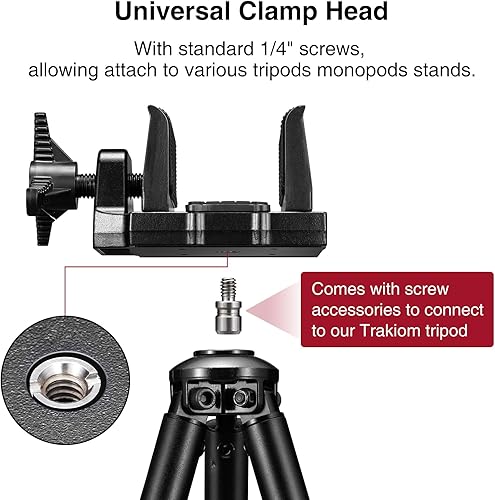 Miniatura 4 de Trípodes universales con soporte para monopods, montaje de silla de montar de construcción ligera con agujero de tornillo de 1/4 y 3/8 pulgadas,