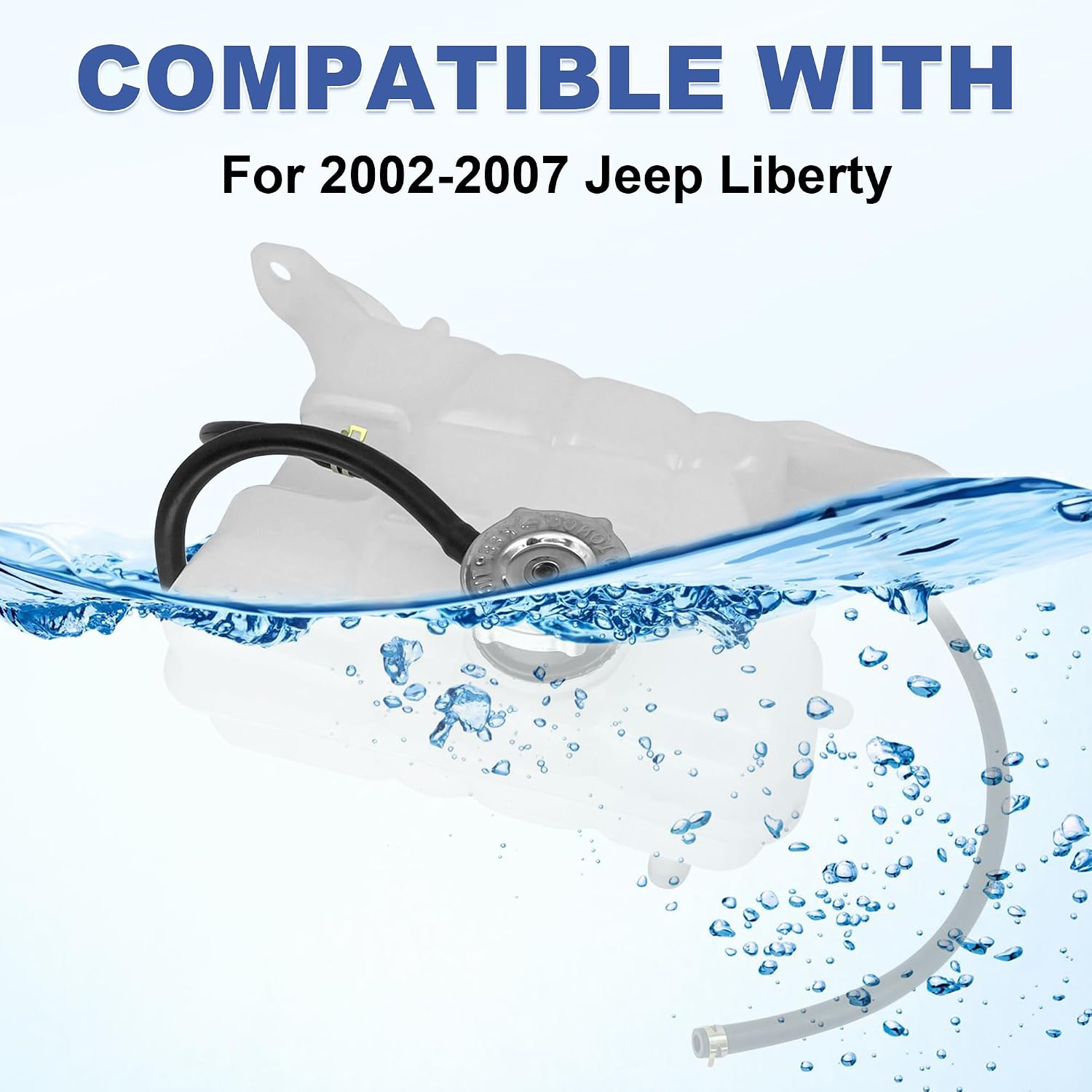 603-319 Engine Coolant Overflow Recovery Reservoir Expansion Tank W/Cap And Pipe Compatible With 2002-2007 Jeep Liberty 52079848AA