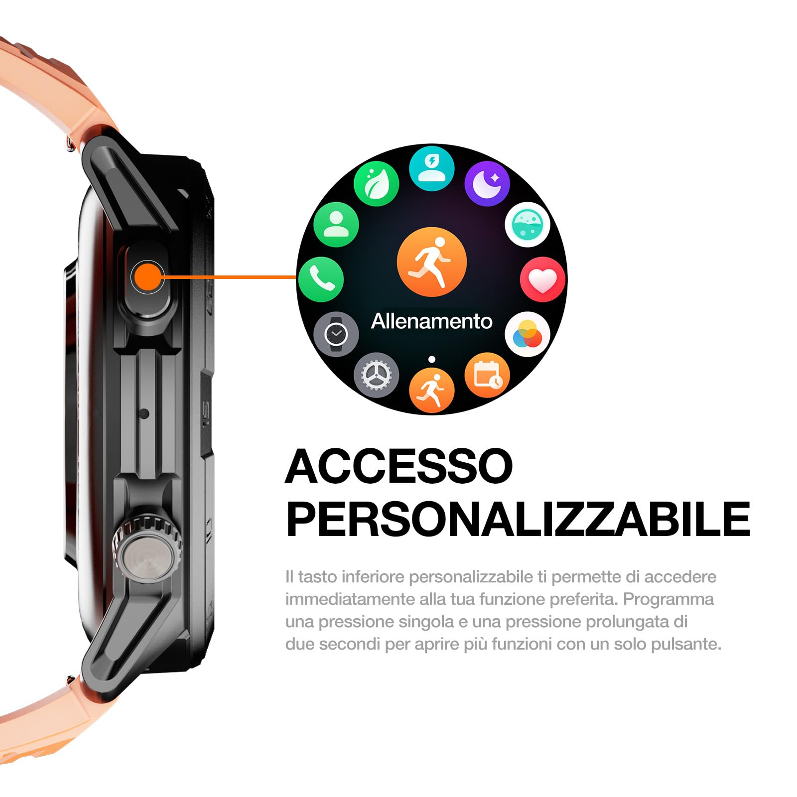 AGM Legion Pro Smartwatch Uomo Militare, Orologio GPS Trekking Rugged con Mappe Offline, 1,43" AMOLED, Chiamate, MIL-STD-810H, 5ATM Impermeabile, Fitness, 2 Cinturini