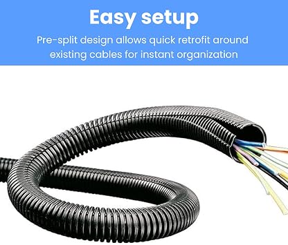 Black Corrugated Conduit Split Plastic Flexible Cable Tidy Solution Tube Trunking 13mm - 5m