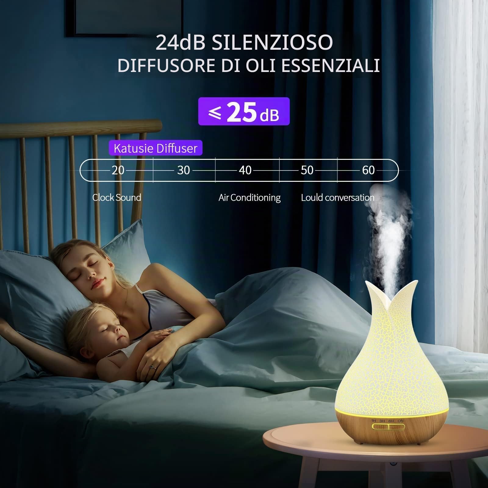 Diffusore di OLI essenziali, diffusore di aromaterapia a ultrasuoni da 500 ml con 7 luci d'ambiente 4 Timer telecomando autospegnimento Senza acqua, diffusori umidificatore per la casa Grande Stanza