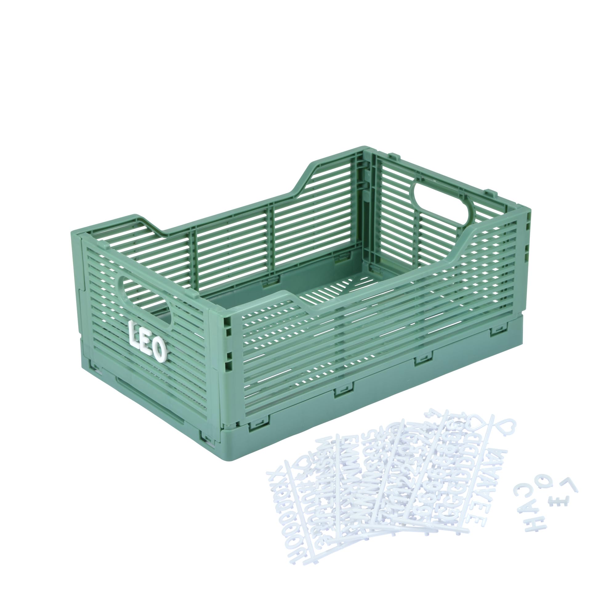 Homéa Foldable and stackable crate, size L (40 x 30 x 17 cm), Sage