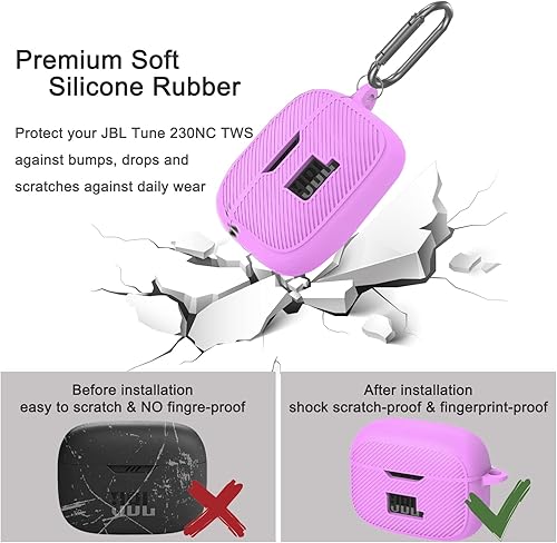 Miniatura 4 de Miimall Funda compatible con JBL Tune 230NC TWS, funda protectora de silicona suave resistente a los arañazos para JBL Tune 230NC con llavero y