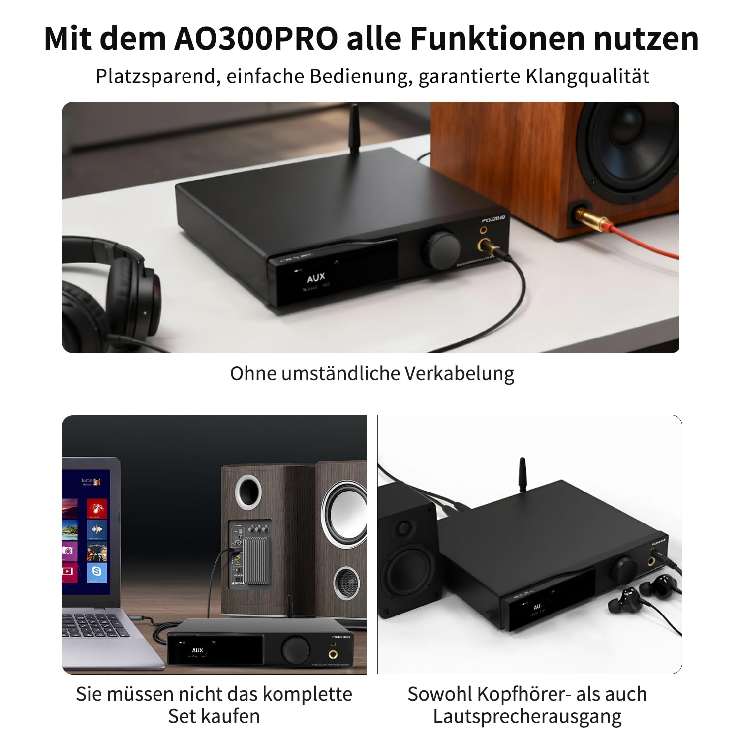 SMSL AO300 PRO DAC-Verstärker | CS43131 USB/Coax/Opt/RCA Eingang MQA-DAC | 165W MA5332MS 2.1-Kanal Stereo-Verstärker | 4.4mm/6.35mm Hi-Fi Kopfhörerverstärker | Klasse-D Digitaler Amp