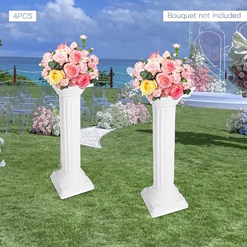 Miniatura 9 de DYRABREST Juego de 4 columnas decorativas de estilo romano estilo romano escultura de columna griega inspirada en pedestal columna de pedestal