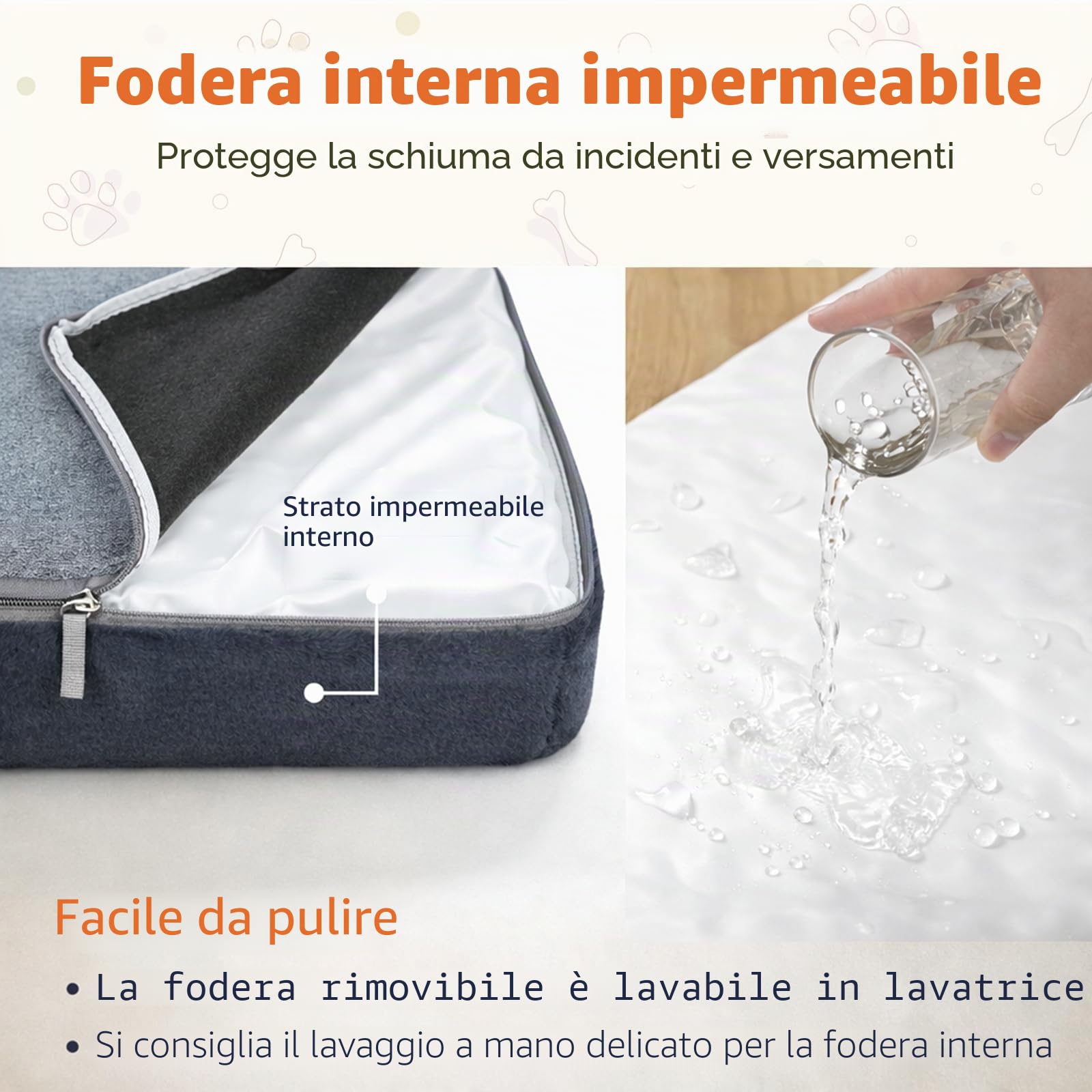 EMPSIGN Cuscino per cani reversibile (freddo e caldo), tappetino per cani di grandi taglia impermeabile (119 x 74 x 7,6 cm), letto per cani in schiuma ad alta densità, materasso per cani con fodera